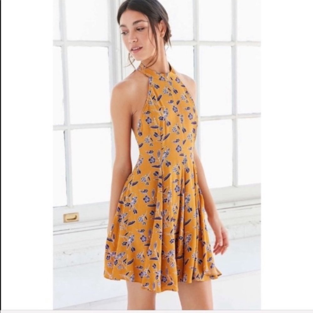 Kimchi Blue High Neck Mustard and Purple Dress